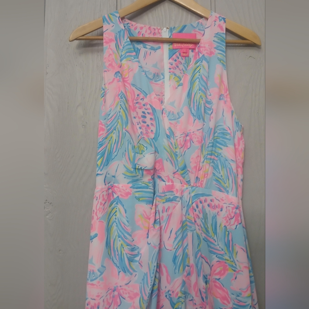 Lilly Pulitzer Maxi Dress Size 8 Taylee Blue Ibiza Gimme the Juice Blue/Pink - Picture 8 of 16